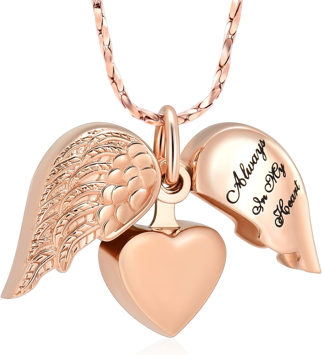 Imrsanl Cremation Jewelry for Ashes Heart Urn Necklace Pendants Ashes for Women Men Family Keepsake Memorial Angel Wing with Charm Heart for Loved Ones