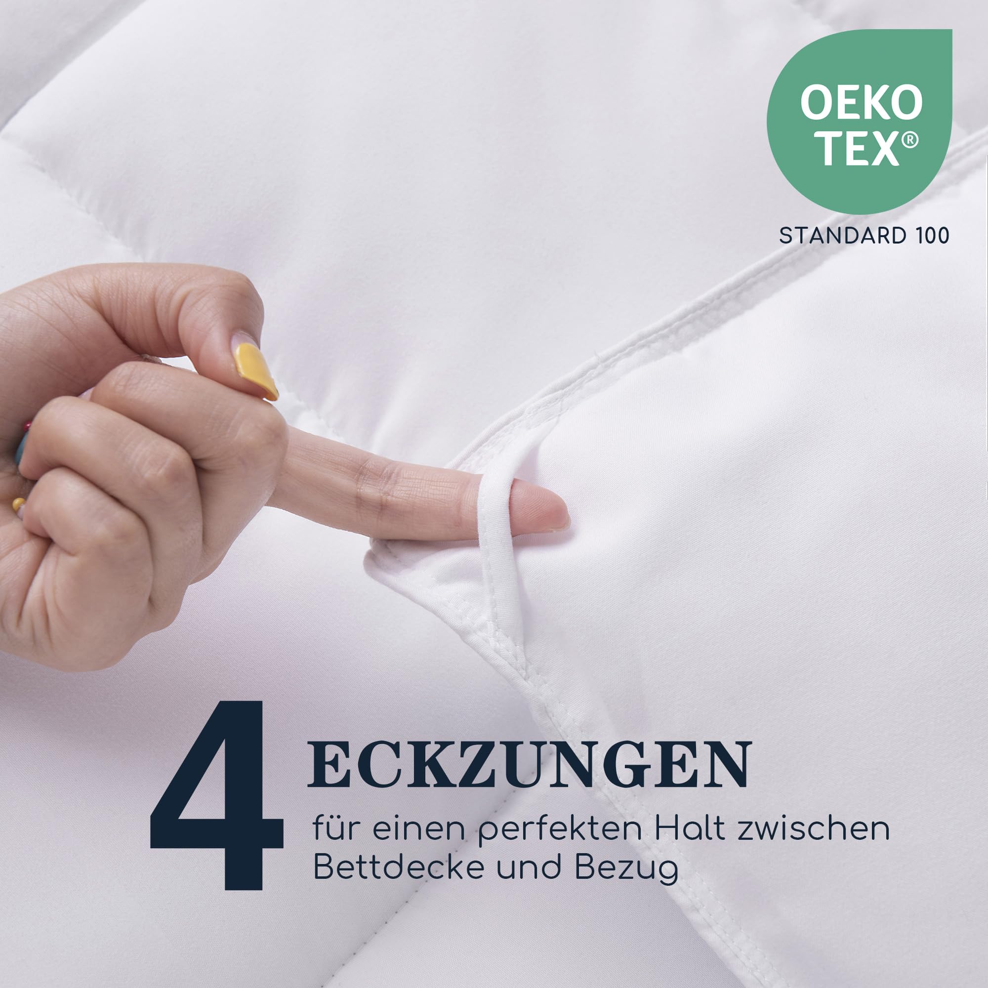 HIG Bettdecke 135x200cm 2er Set mit Kissen–2 Ganzjahresdecke mit 250GSM Mikrofaserfüllung, 2 Kopfkissen 80x80cm, Oeko-Tex Zertifiziert, Kuschelweich Waschbar für Schlafzimmer Gästezimmer Ferienwohnung
