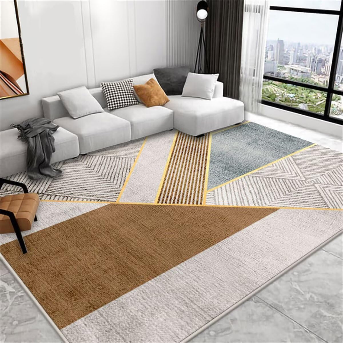 Tapis de couloir sur mesure au design géométrique haut de gamme