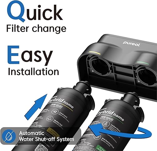Miniatura 5 de Pureal Hybrid Home PPU-1020D - Sistema de filtro de agua de 2 etapas para debajo del fregadero, 10 K galones, NSFANSI 42 y 372, filtro de