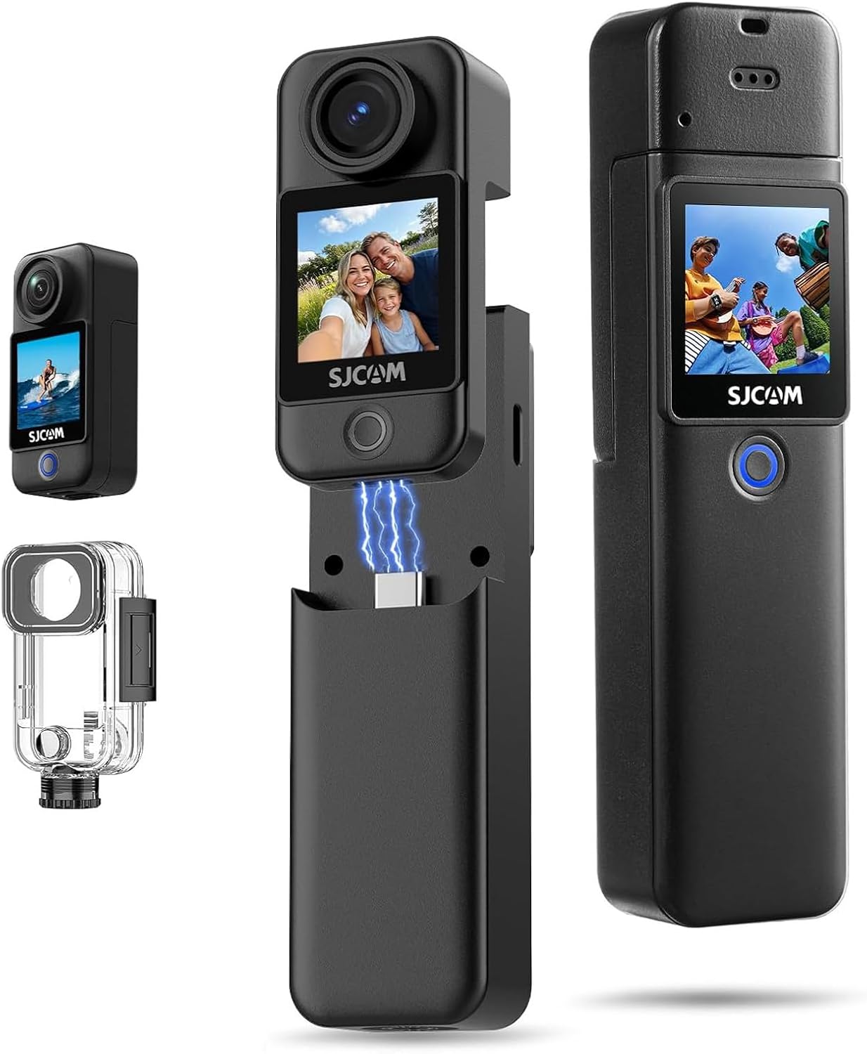 SJ~CAM C300 Pocket Camera de Ação,Gravação de Vídeo com Campo de Visão Amplo de 154°, Estabilização em 6 Eixos, Resistente à água Até 30m