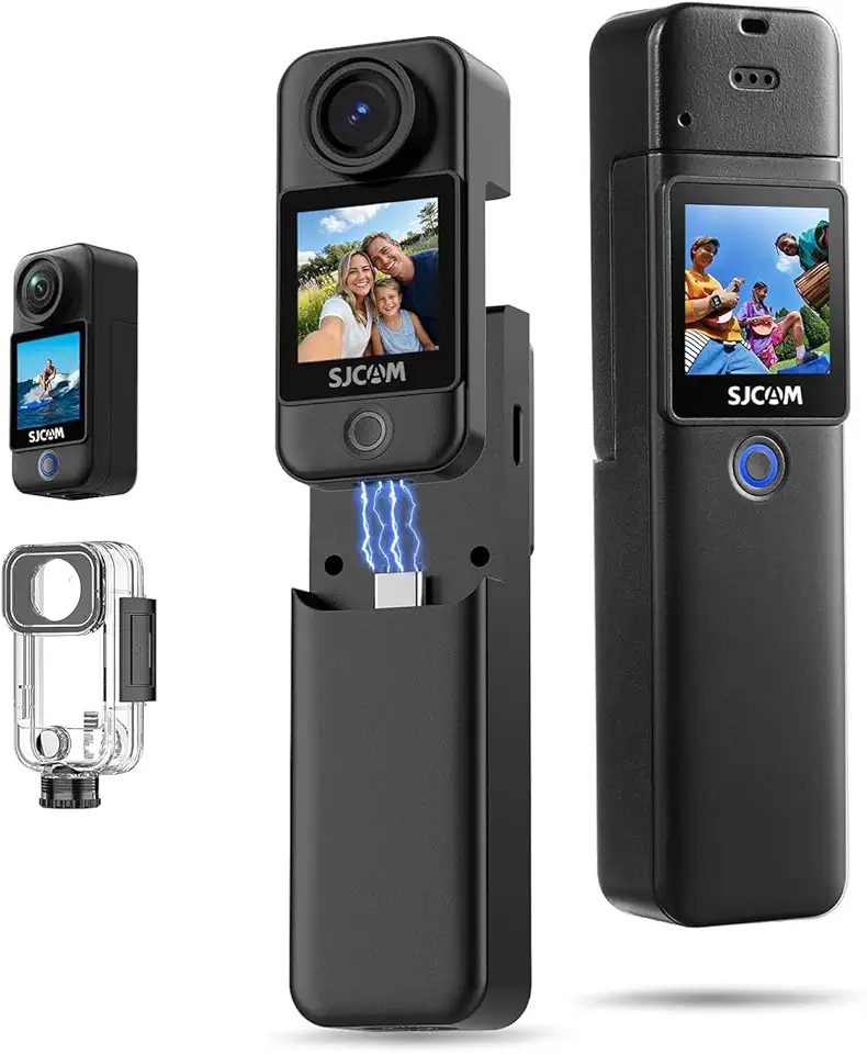 SJ~CAM C300 Pocket Camera de Ação,Gravação de Vídeo com Campo de Visão Amplo de 154°, Estabilização em 6 Eixos, Resistente à água Até 30m