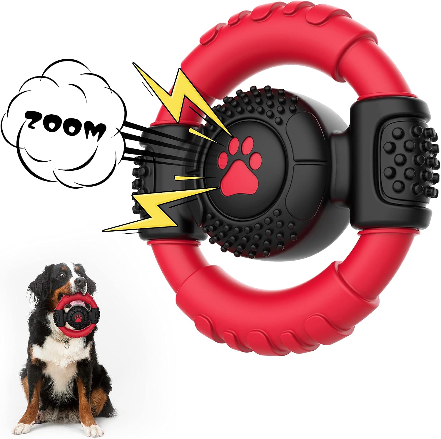 MIHIYIRY Dog Chew Squeaky Toy for Aggressive Chewers,Indestructible Tough Durable Dog Toothbrush Toys with Nylon & Rubber Dental Care…