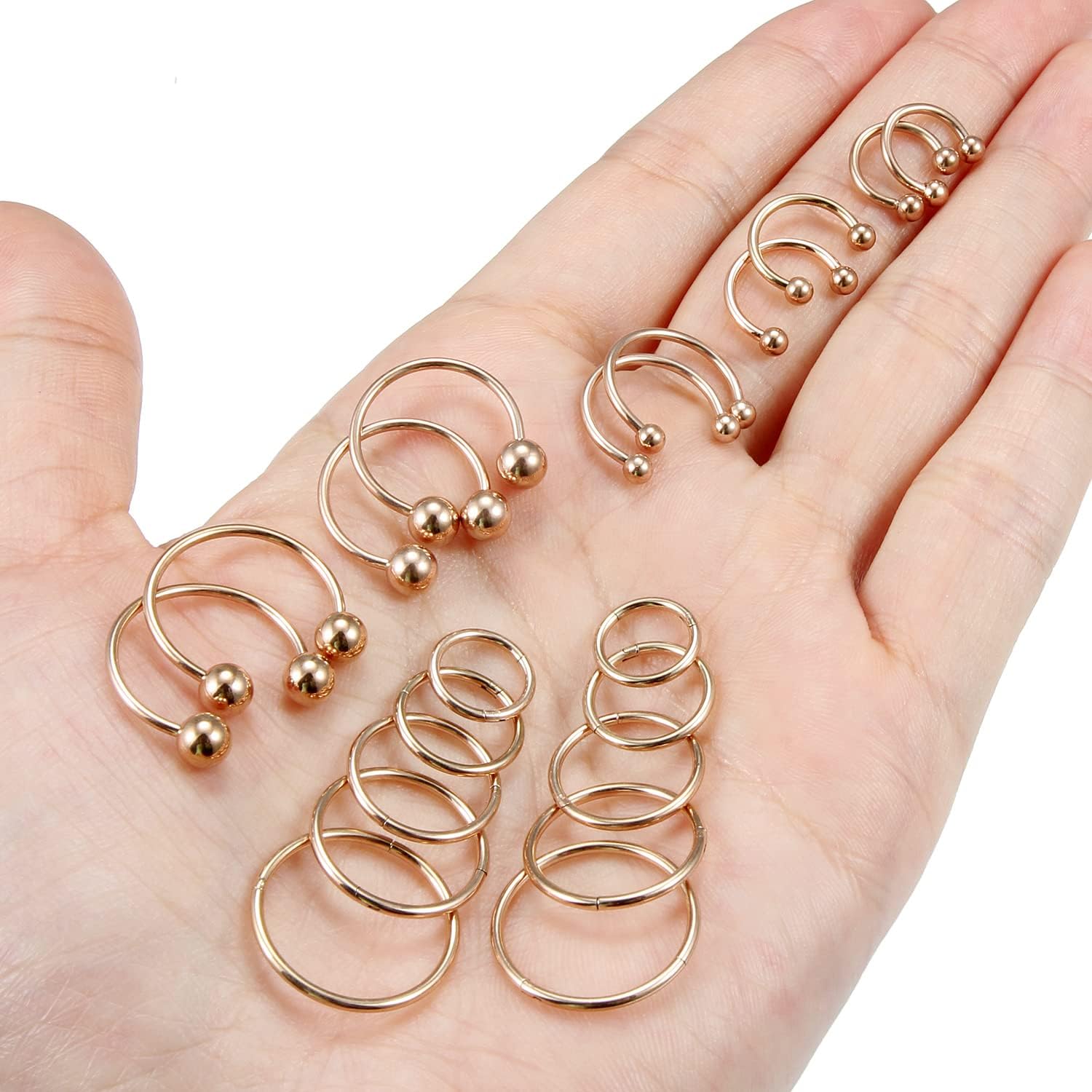 Hoeudjo 16G Stainless Steel Hinged Clicker Segment Septum Rings Horseshoe Earring Nose Lip Ring Hoop Cartilage Tragus Daith Helix Sleeper Earrings Body Piercing Jewelry 8mm-16mm - Image 3