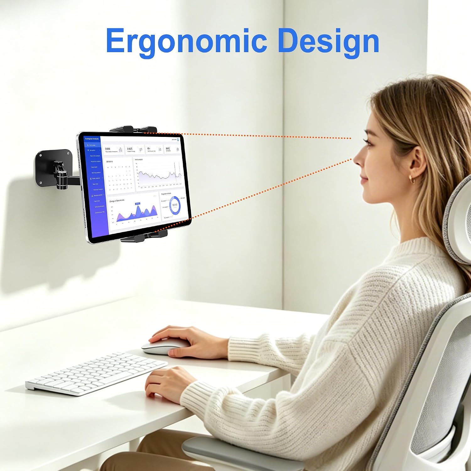 Aluminium iPad Wall Mount Holder, Adjustable for 4.7-17.3" Devices