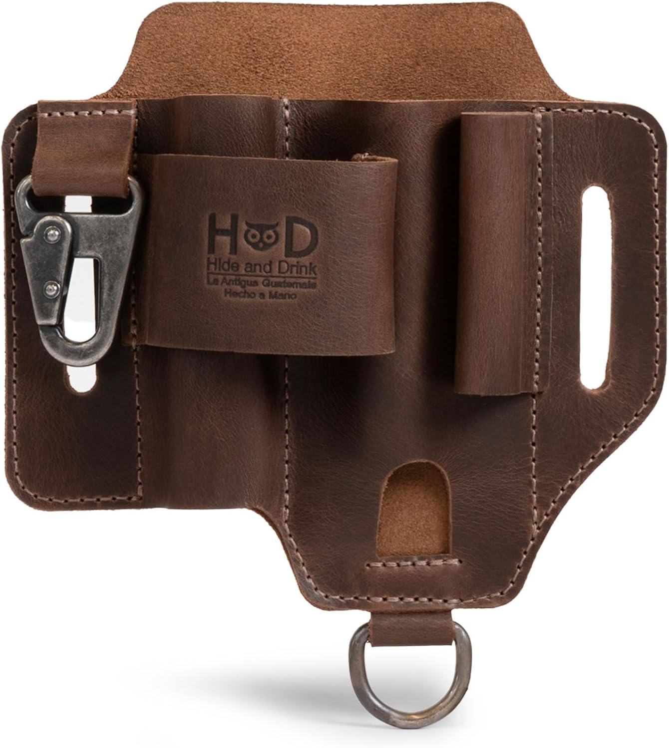 Hide & Drink, Leather Multi-Tool Sheath for Waist Belt, Holster with Belt Loop, Outdoor Case, EDC Organizer for Belts, Pocket Knife Sheath, Camping Accessory, Multitool Pouch, Bourbon Brown