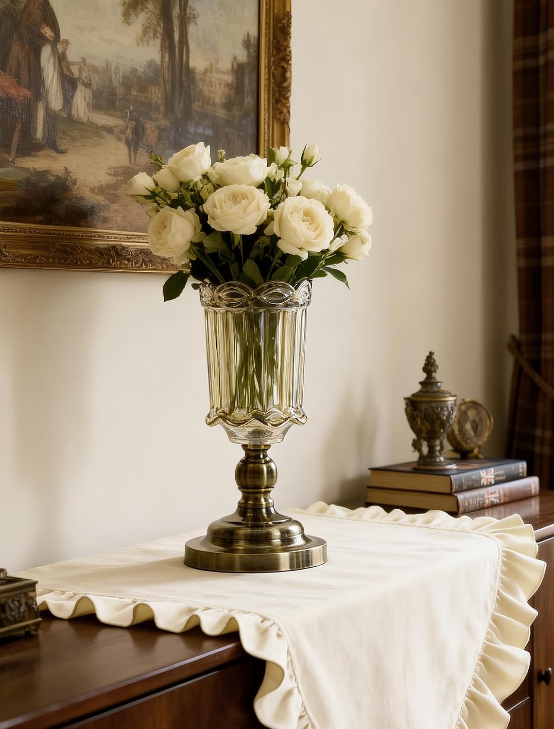 Vintage Antique Victorian Bronze Flower Vase, English Cottage French Country Old Money Nancy Meyers Traditional Vintage Home Room Bedroom Decor