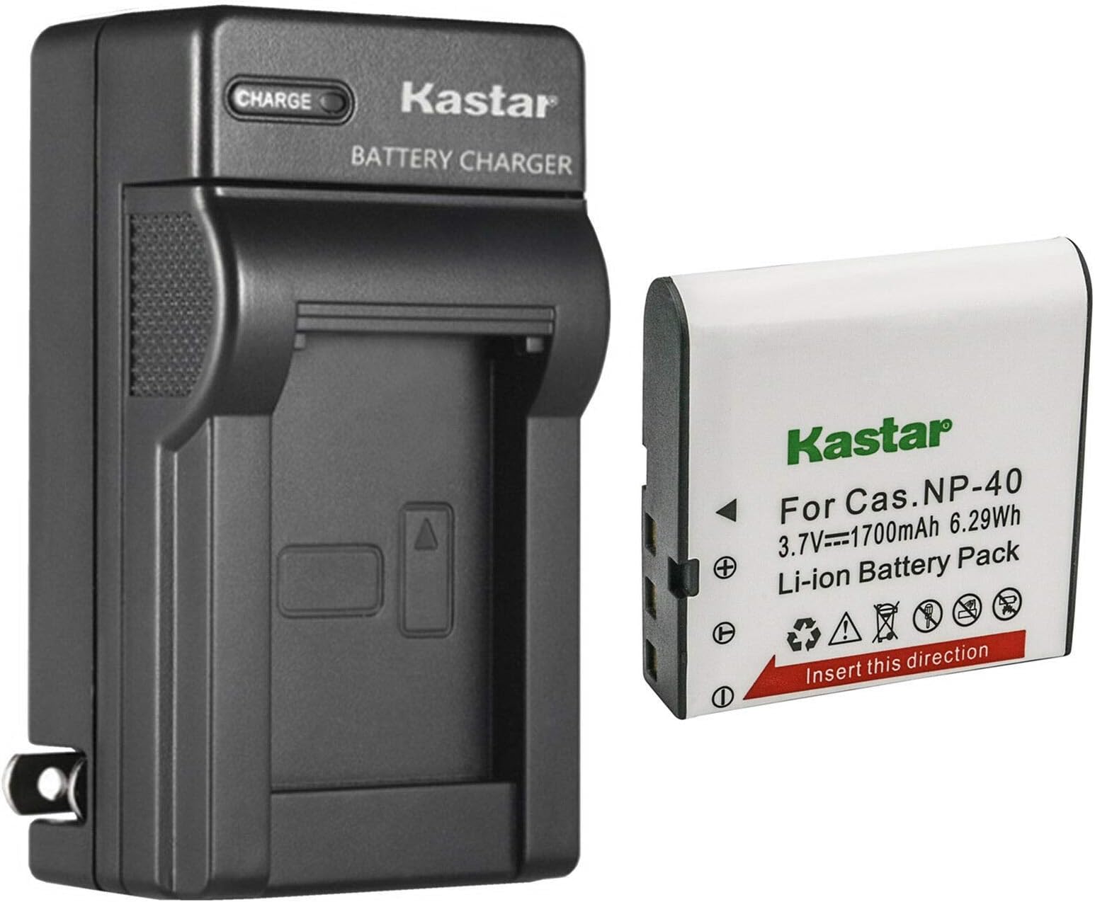Kastar 1-Pack Battery and AC Wall Charger Replacement for Casio NP-40, Exilim EX-Z1080, EX-Z1200, EX-Z200, EX-Z30, EX-Z300, EX-Z40