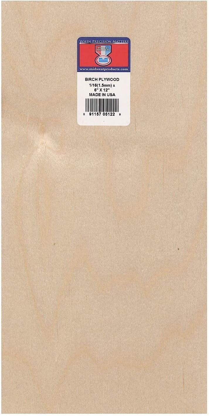 Midwest Products Co 1/8" X 12" X 24" Birch Plywood 6 Pack