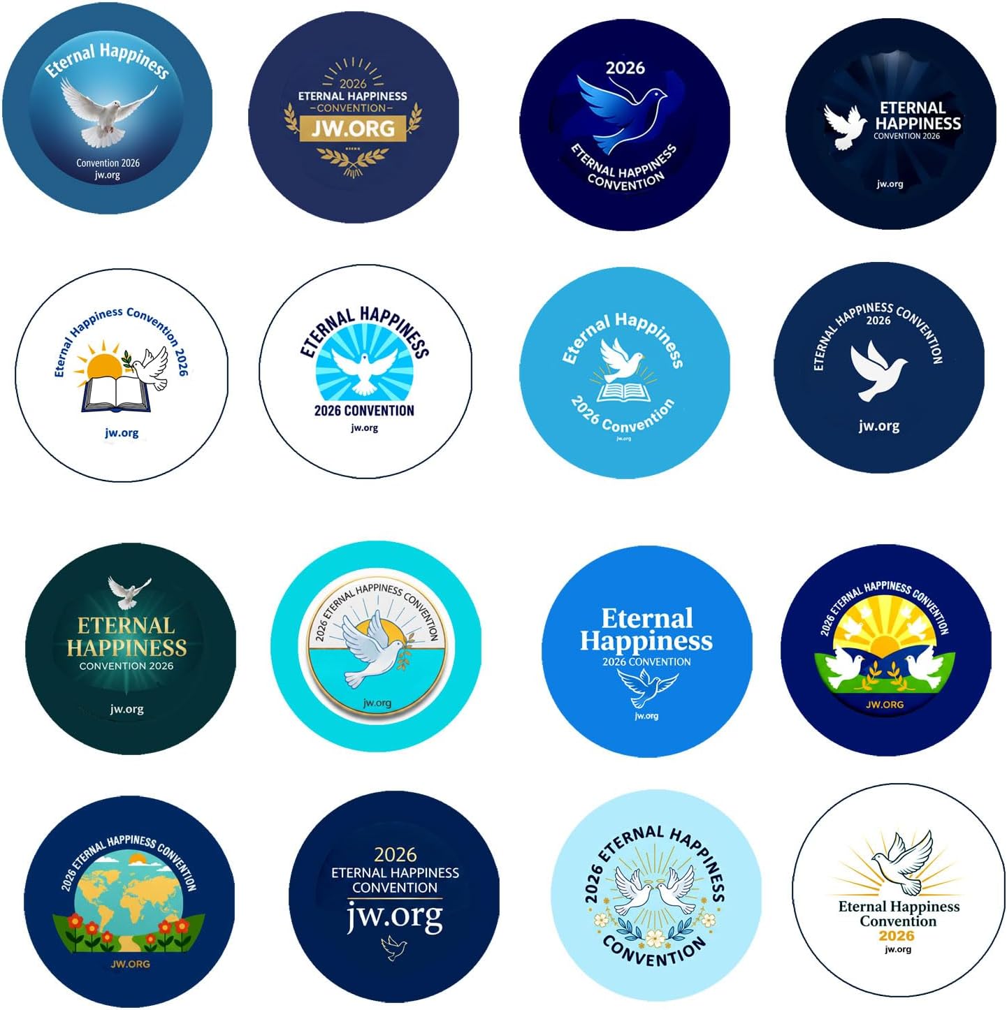 25 Pcs 2026 Eternal Happiness Convention jw-org Pinback Button Pin (1.25") Pinback for Jackets, Backpacks, SMALL MINI V2