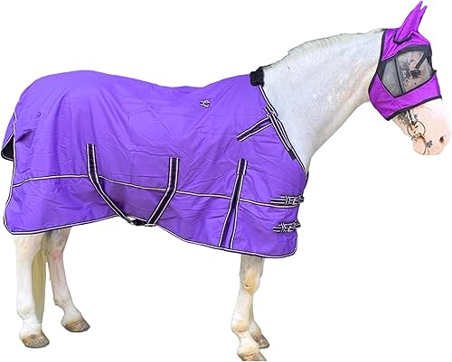 Miniatura 9 de Majestic Ally 1200D Ripstop Horse Turnout Manta de 250 GSM relleno (morado, 80 pulgadas)