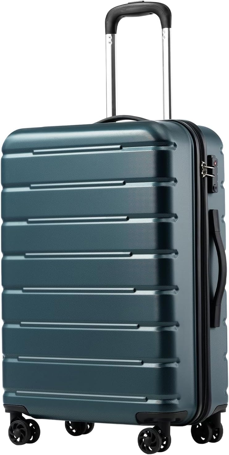 Coolife Luggage Suitcase Carry-on Spinner TSA Lock USB Port Expandable (only 28’’) Lightweight Hardside Luggage (Teal Blue, L(28in))