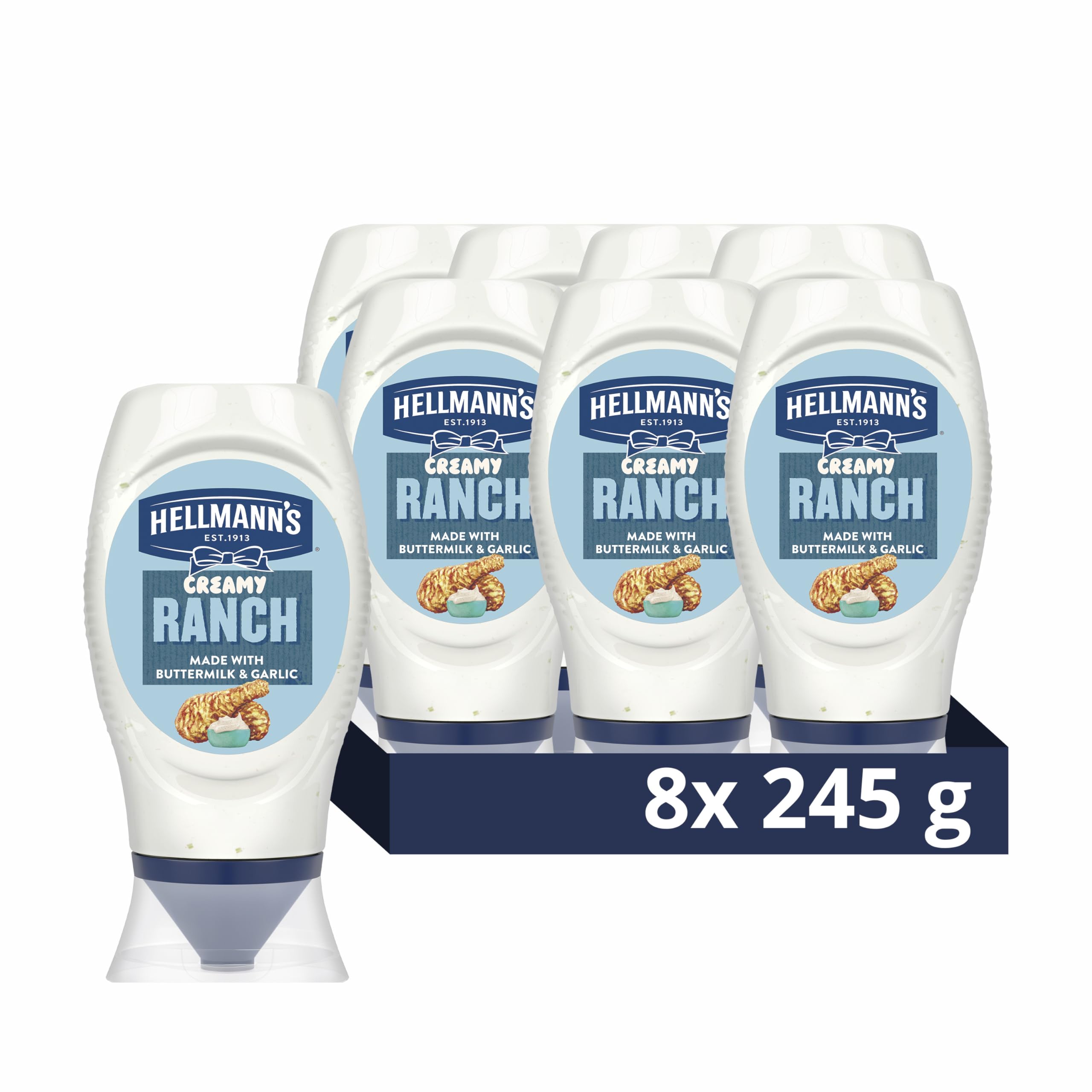Hellmann's Creamy Ranch Sauce Made with Buttermilk & Garlic Cool & Tangy Flavour 8X 245 g