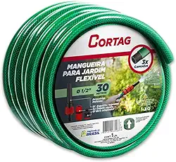 Mangueira De Jardim 30m Flexível Com Esguicho Trançada Cortag Verde Resistente Profissional