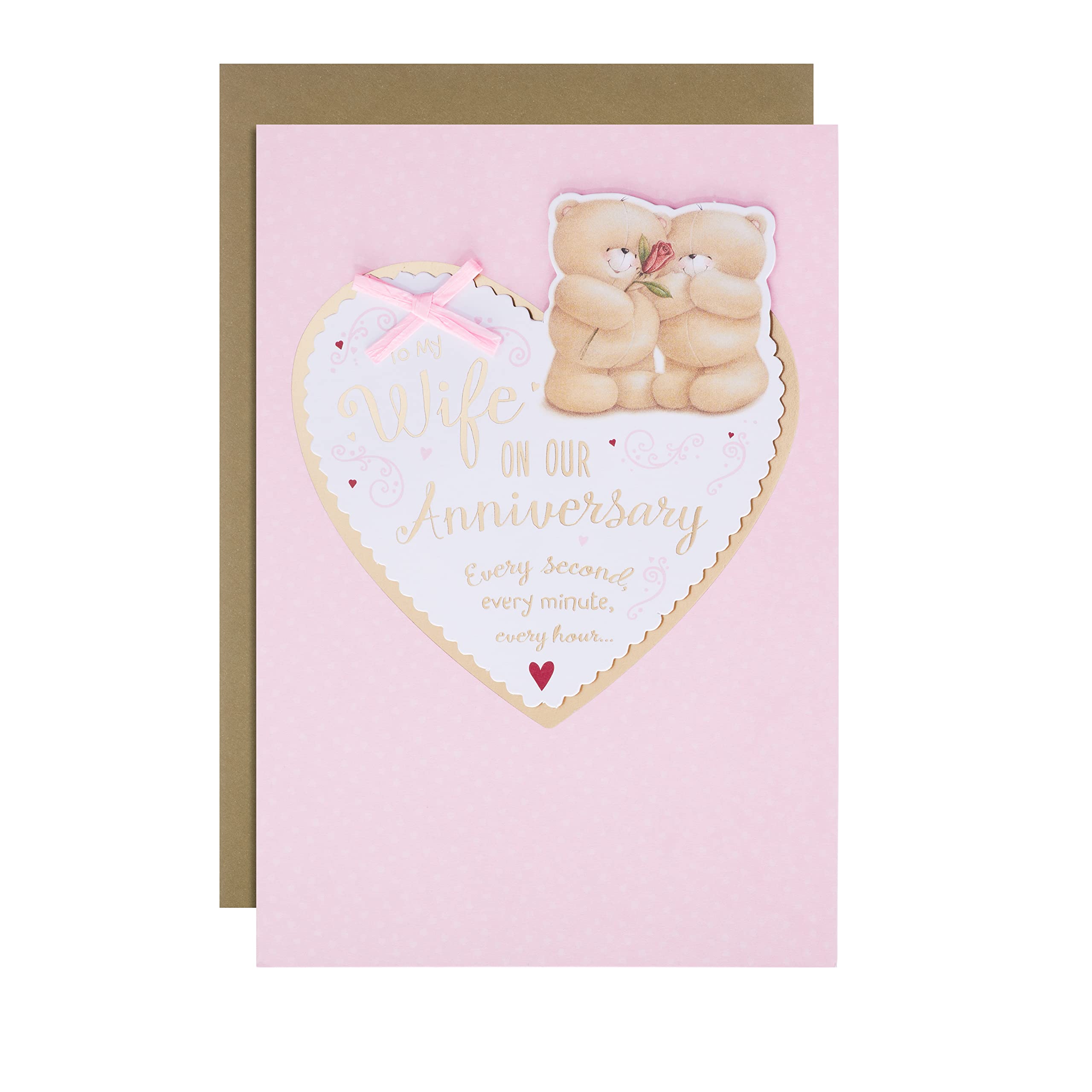 HallmarkAnniversary Card For Wife - Forever Friends Pink Raffia Bow