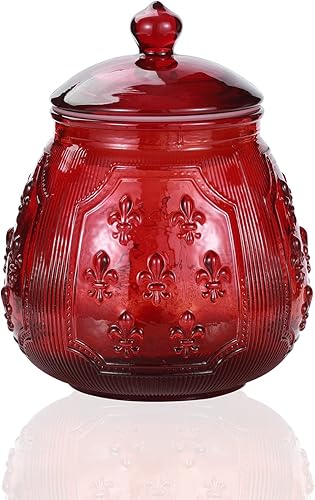 Miniatura 7 de G Tarros de cristal vintage rojo para galletas y dulces con tapas herméticas para almacenamiento de alimentos, hogar