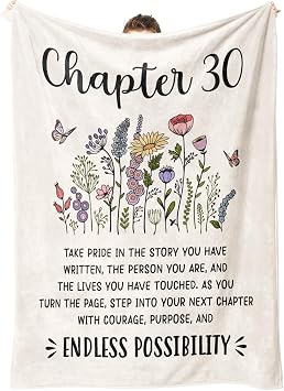 Afterprints 30th Birthday Gifts for Women, Chapter 30 Blanket