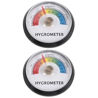 Lurrose 2pcs Round Humidity Gauge for Terrarium Reptile Hygrometer with Quick Response Reading, Plastic Material, 2.01x2.01x0.39in Size, for Wooden Tank and Enclosure, Suitable for Snake