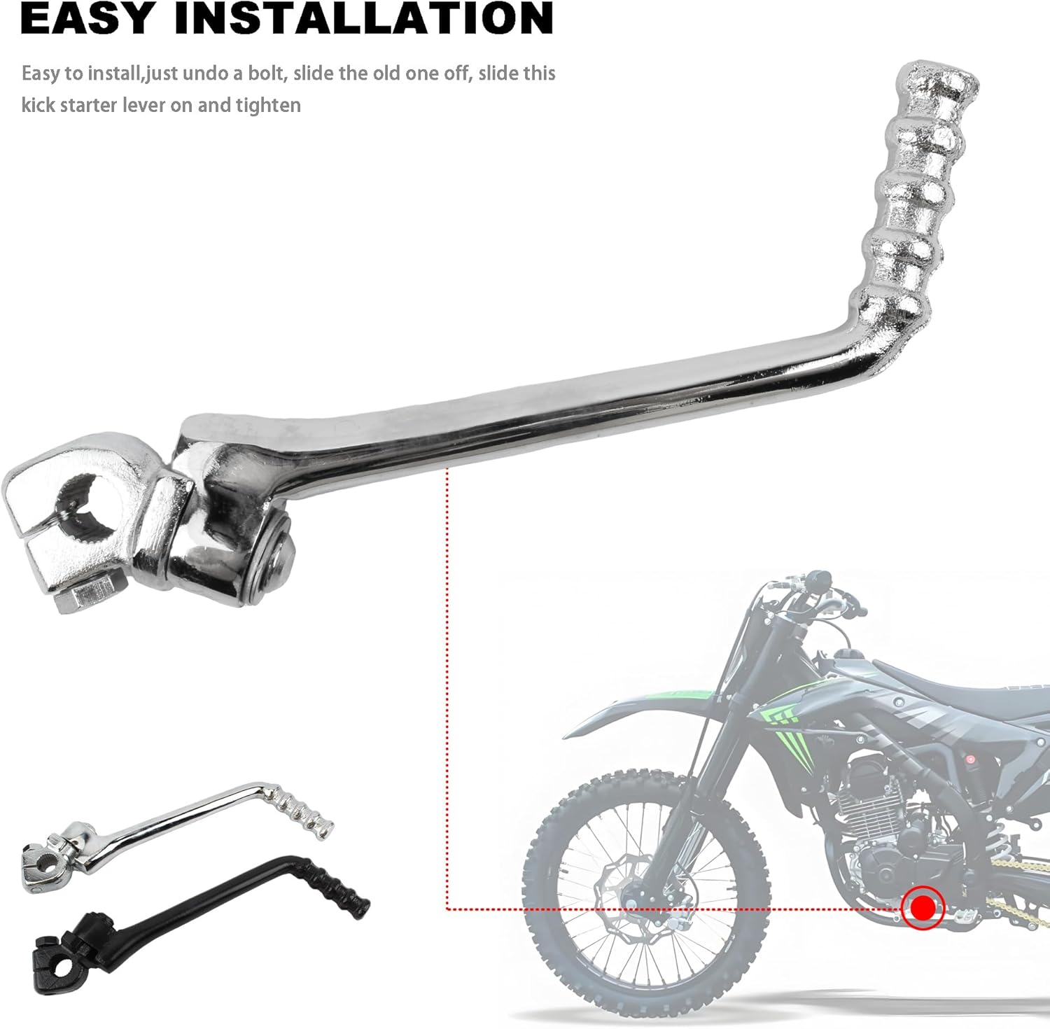 PowerMotor 13mm 0.51in Kickstart Lever,Motorcycle Kick Starter Lever Pedal For 110CC‑150CC Pit Bike Dirt-Silver
