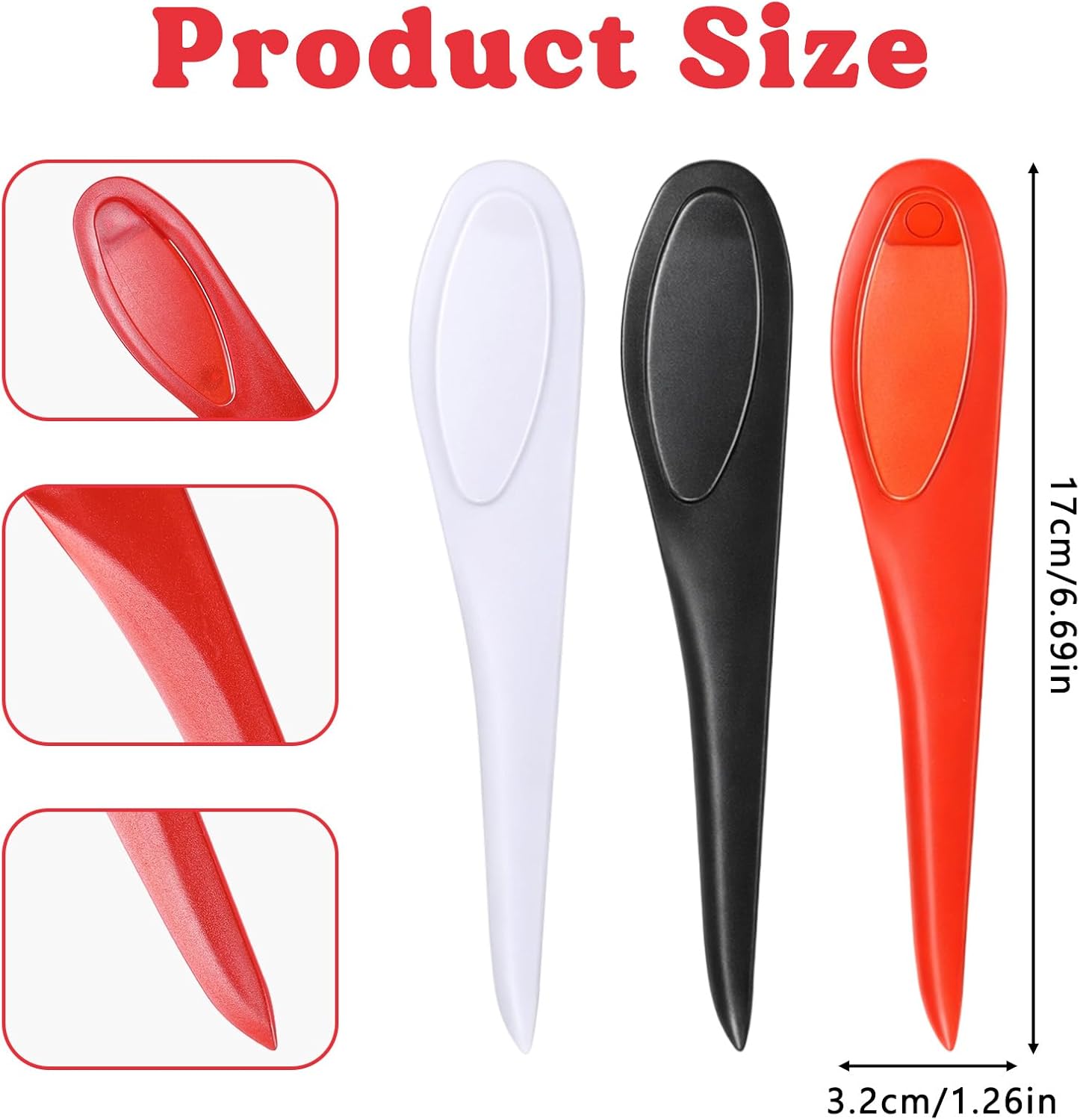 Dplolng 3 Pcs Point Turner Sewing Tool,Plastic Sewings Mark Turner Sewing Point Turners Seam Creaser Tool for Sewings Quilting Marking Fabric(Red, White, Black)