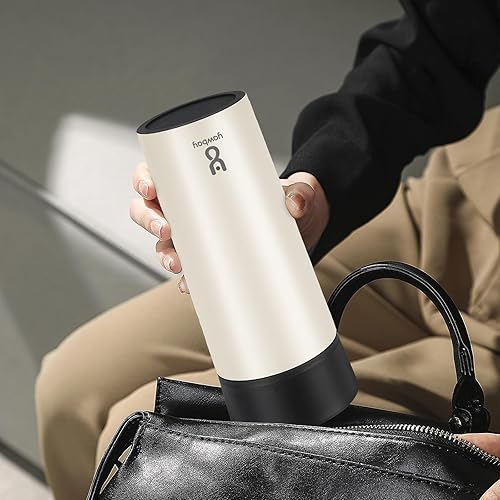 Miniatura 9 de Yawbay Taza de café de viaje, taza de viaje con tapa completa de 360, vaso aislado al vacío, vaso de acero inoxidable, taza de café aislada de doble