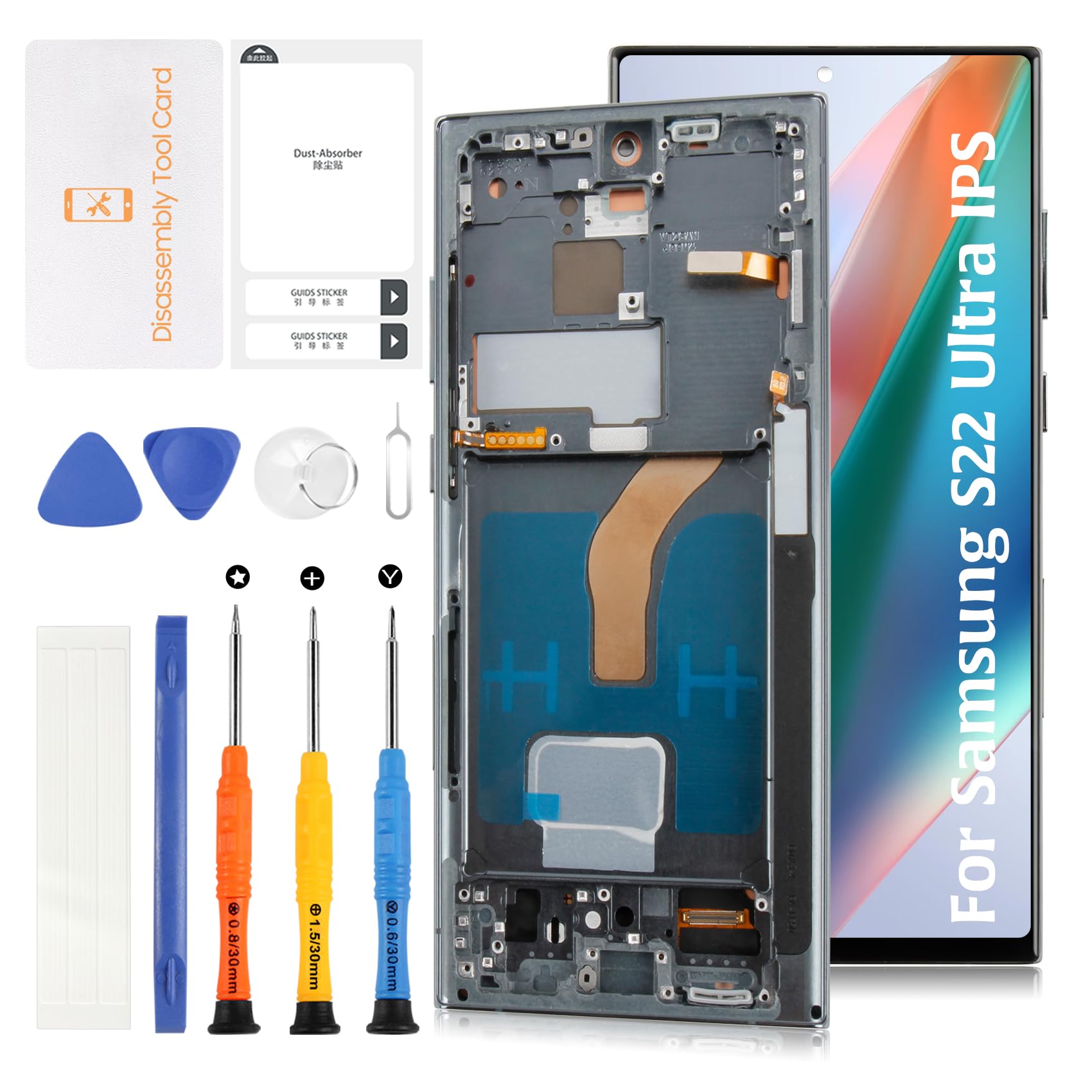 Olivechard InCell S22 Ultra Display Screen Replacement (No Fingerprint Function) with Green Frame for Samsung Galaxy S22 Ultra SM-S908B/U/U1/W LCD