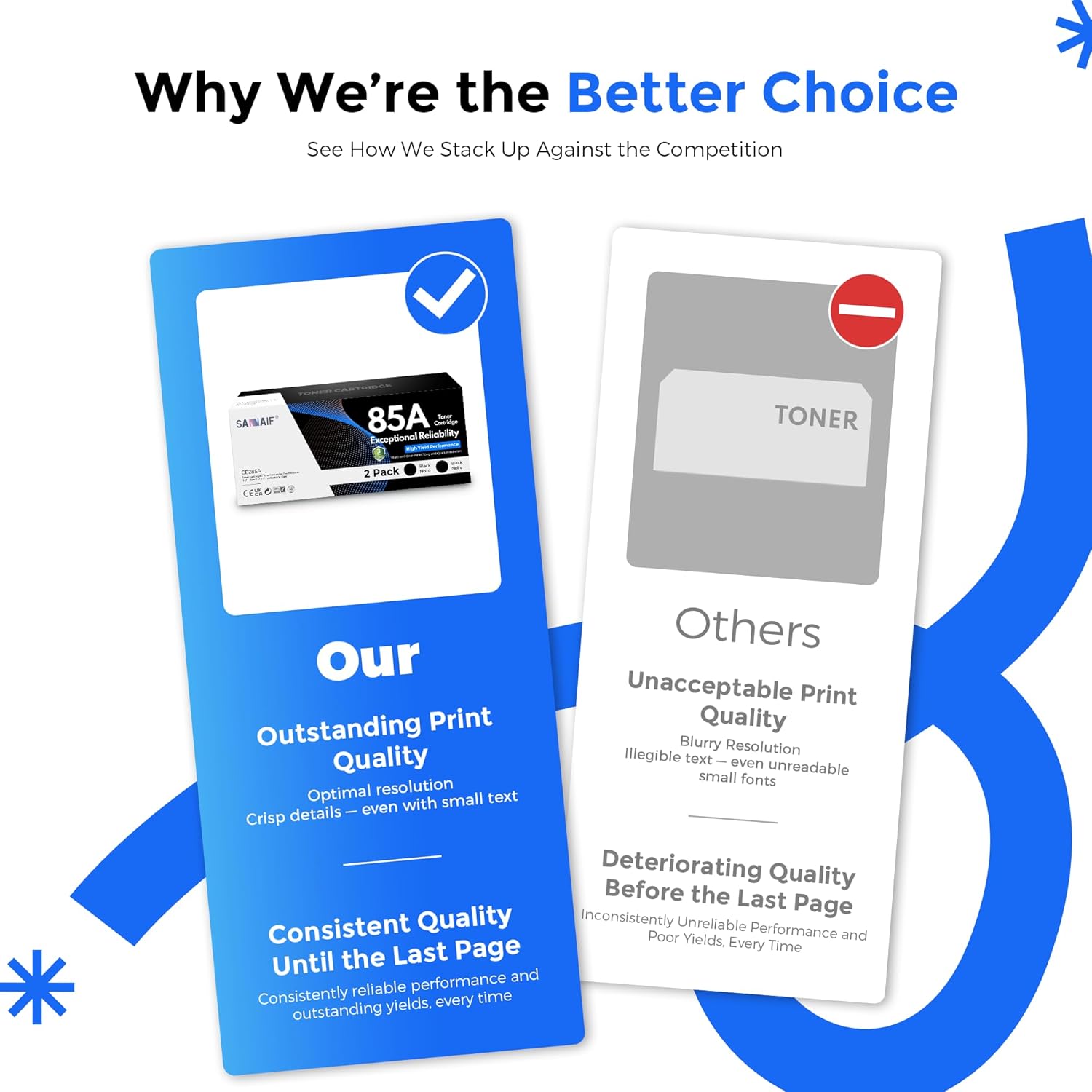 85A CE285A Black Toner Cartridge High Yield Pages (1- Pack) Replacement for hp 85A CE285A Work with LaserJ Pro P1102w P1109w; LaserJ Pro MFP M1212nf M1217nfw Printer