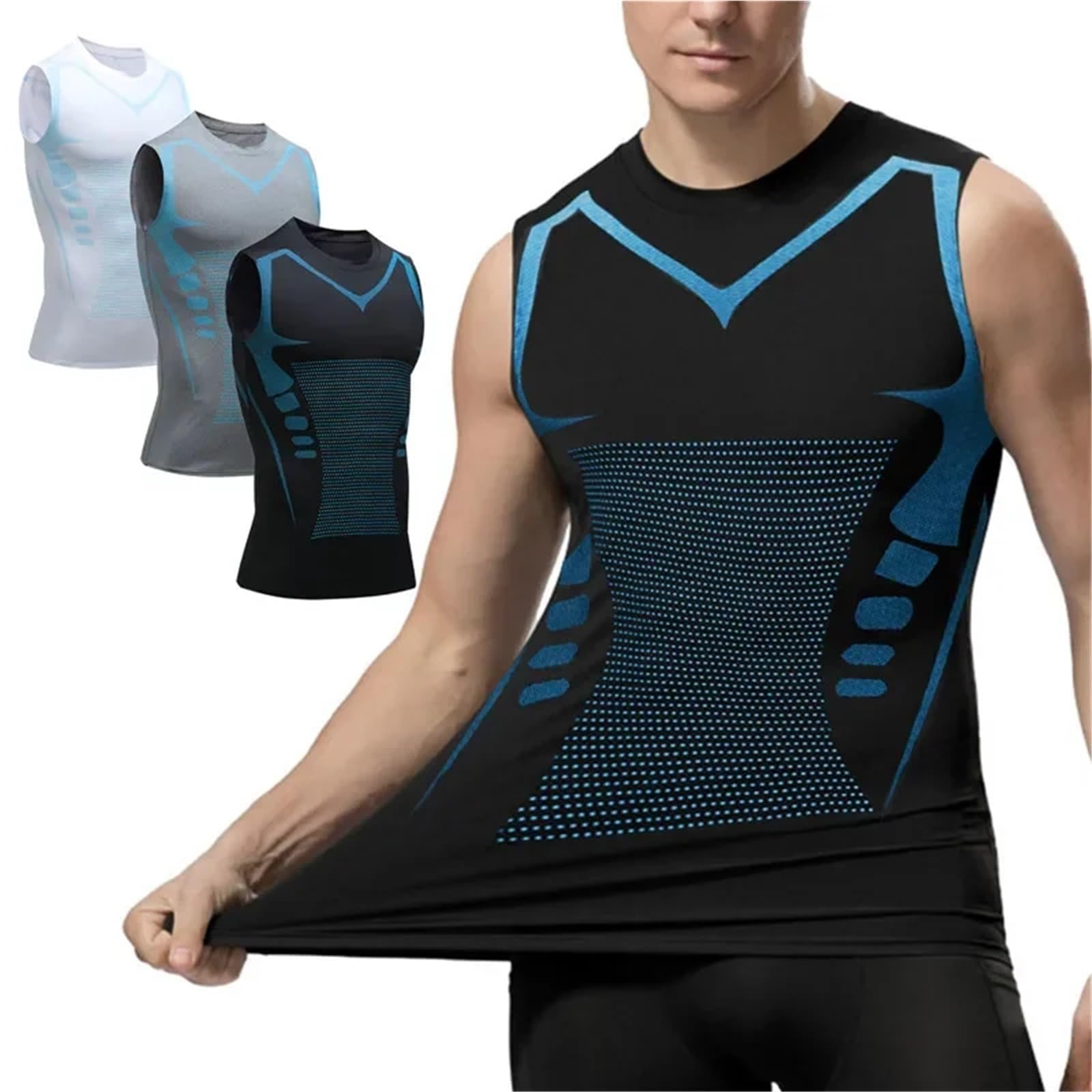 Body Shaper Weste für Männer Shaping-Weste for Männer, Version aus Eisseidenstoff for Männer for Aufbau eines perfekten Körpers, Bauchkontroll-Shirts Für Fitness geeignet(White,XXL)