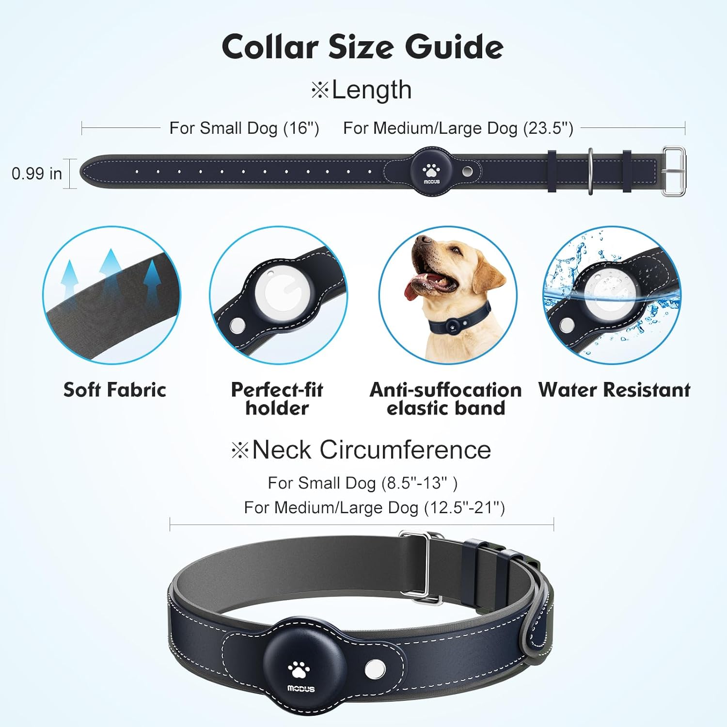 GPS Tracker for Dogs, 2 in 1 Smart Pet Collar (Only iOS), No Monthly Fee Waterproof Dog Collar with Real-time Tracking, Anti-Lost, 365-Day Long Battery GPS Tracker for All Sized Dogs(Locator Included)