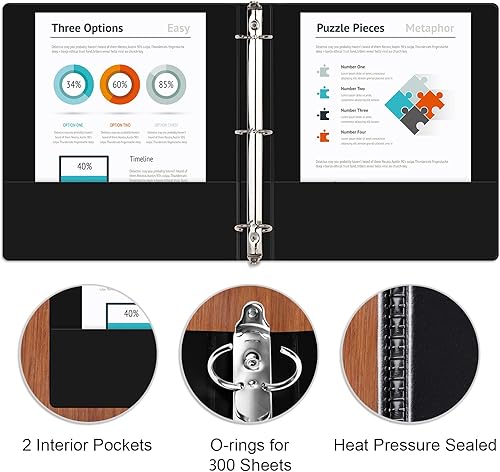 Miniatura 6 de COMIX Carpeta resistente de 3 anillos de 1.5 pulgadas con cubierta transparente, carpeta de anillos redondos de 1-12 pulgadas, sin PVC, capacidad de