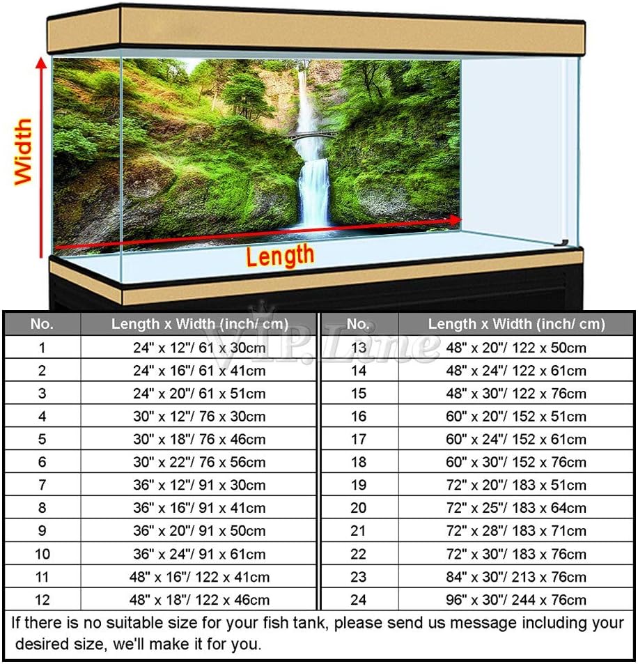 Waterfall Bridge Aquarium Background Poster PVC Fish Tank Decor Landscape (84" x 30"/ 213 x 76cm)