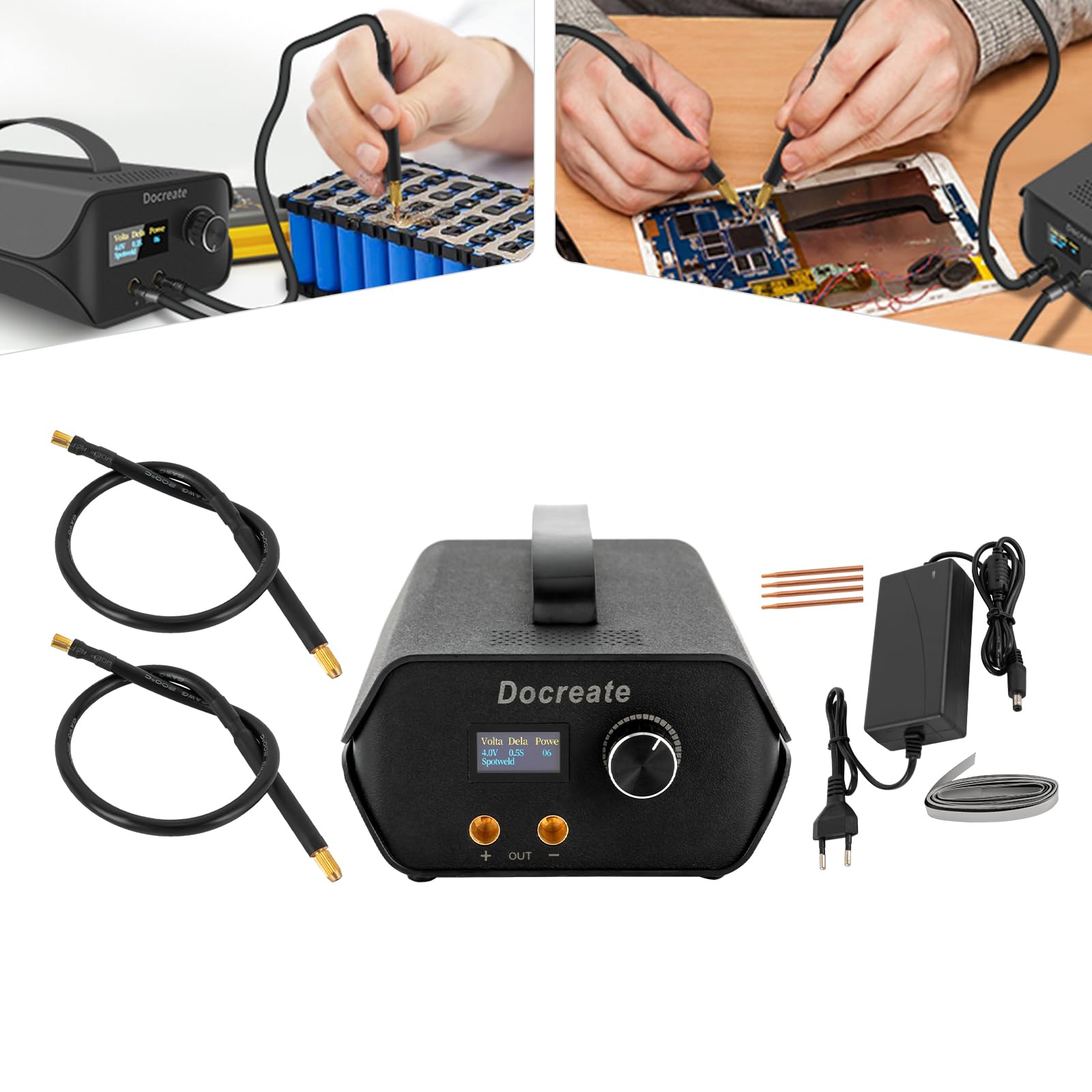 Saldatrice portatile a punti, batteria da 12 V, mini saldatrice a punti con condensatore Farad (3000F) e 4 aghi per saldatura a punti, fai da te, 0,2/0,3/0,4 mm
