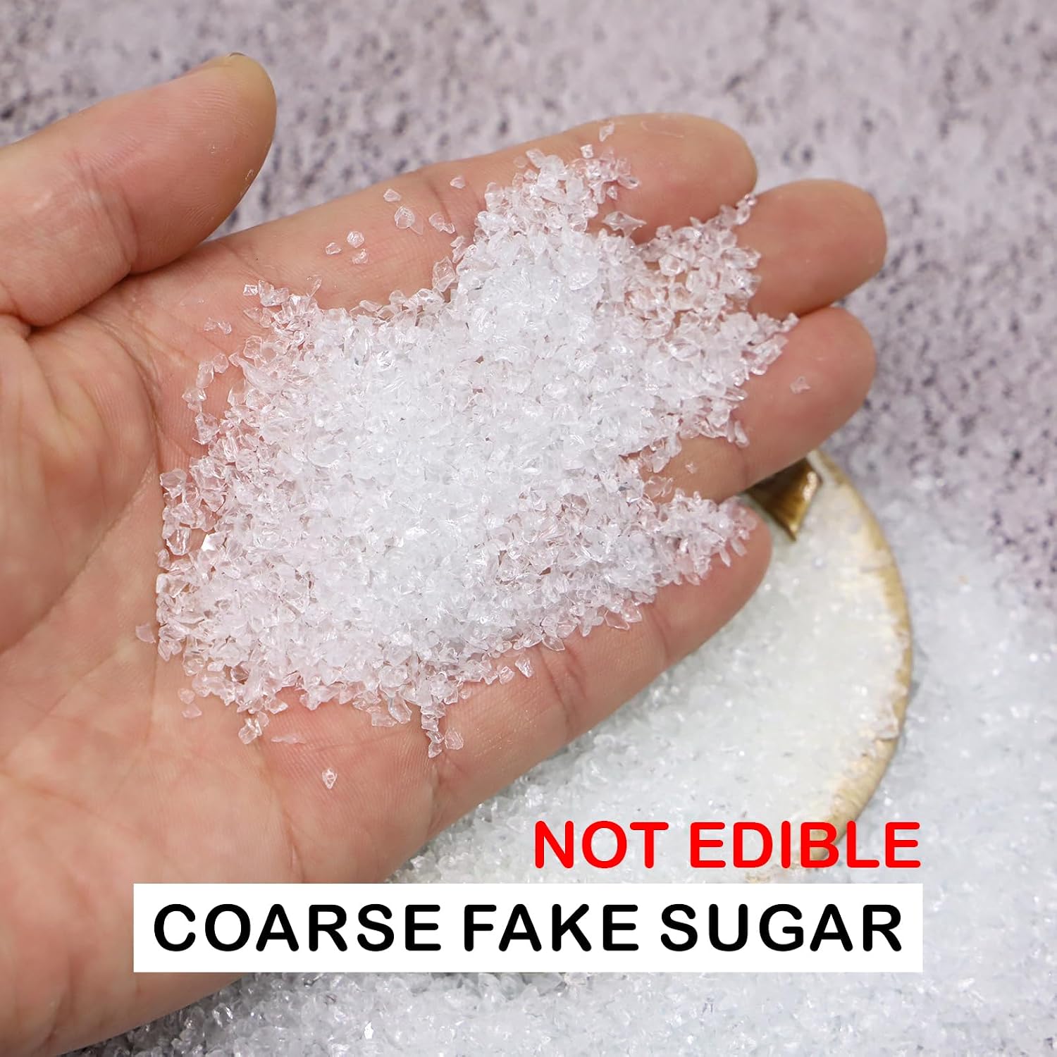 NOT Edible Faux Artificial ice Slushie, Faux Powdered, Faux Granulated, Faux Crystal, Faux coarse Glass Sprinkles Embellishment, for Polymer Clay, DIY Craft Supplies (100grams) (#2 Granulated)