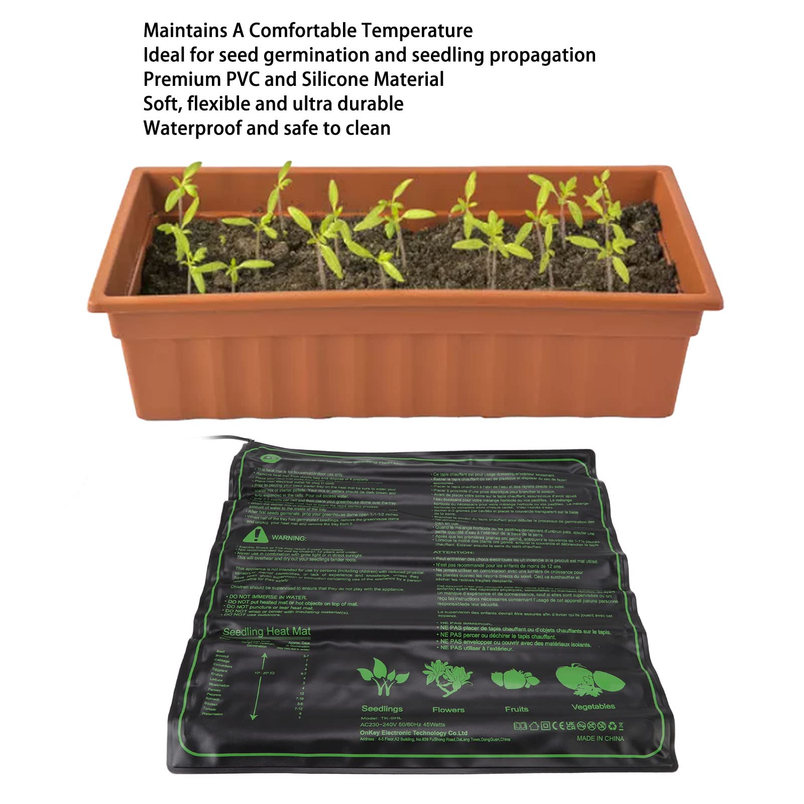 Alfombrilla térmica impermeable para plántulas de 50X50cm, almohadilla calefactora hidropónica cálida para plantas, almohadillas de temperatura constante para crecimiento(EU)