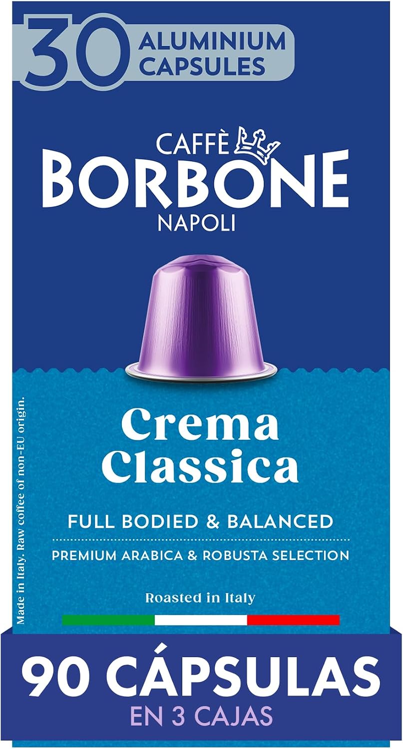 Caffè Borbone Crema Classica - 90 Cápsulas de Café - Con cuerpo y equilibrada - Compatibles con Máquinas de Café Nespresso®* para uso doméstico