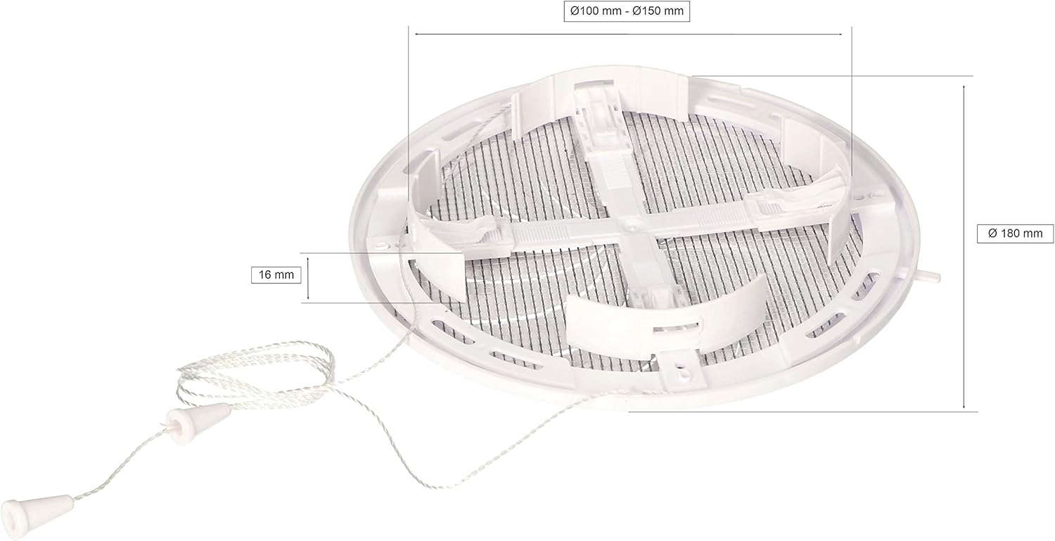KOTARBAU® 100-150 mm Ventilation Grille Adjustable Lockable with Insect Protection Round White, 100-150mm - Image 3