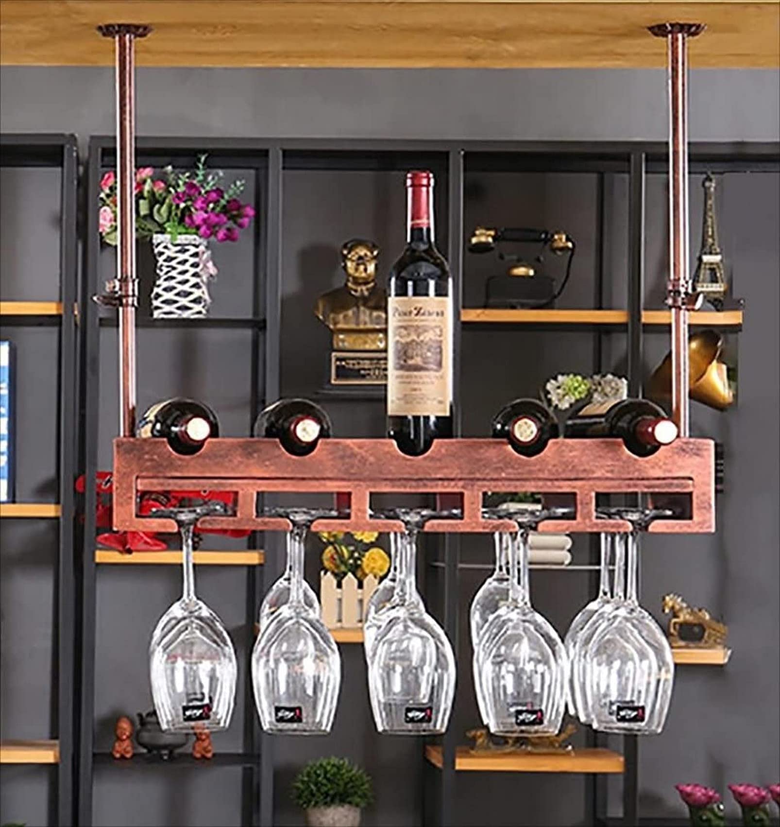 Porte-verre suspendu de bar pour des soirées conviviales