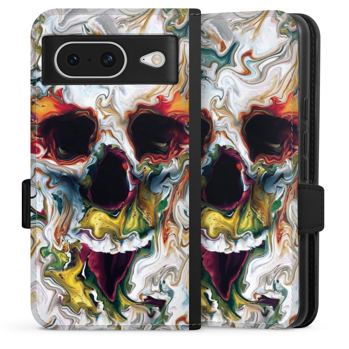 Etui folio Google Pixel 8 DeinDesign Tête de Mort Idéal pour Vos Sorties