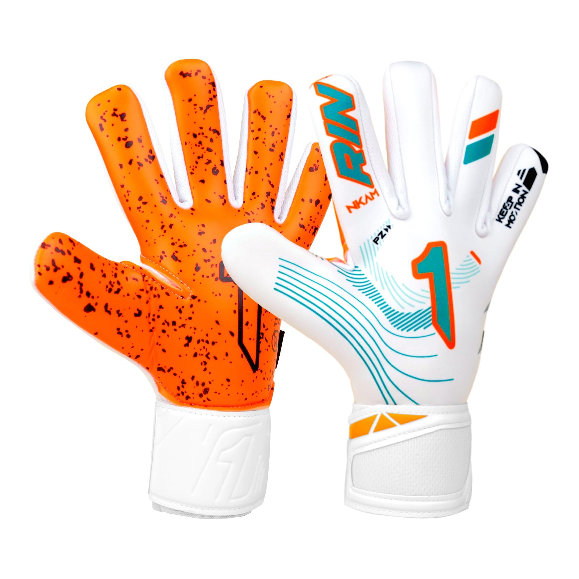 Rinat Nkam Goalkeeper Glove W/G AS, Adult, Unisex, White Green, Size 9