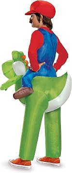 Super Mario Bros. Mario Riding Yoshi Inflatable Costume, Officially Licensed Super Mario Bros Costume for Kids, One Size