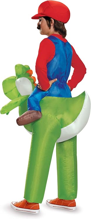 Super Mario Bros. Mario Riding Yoshi Inflatable Costume, Officially Licensed Super Mario Bros Costume for Kids, One Size
