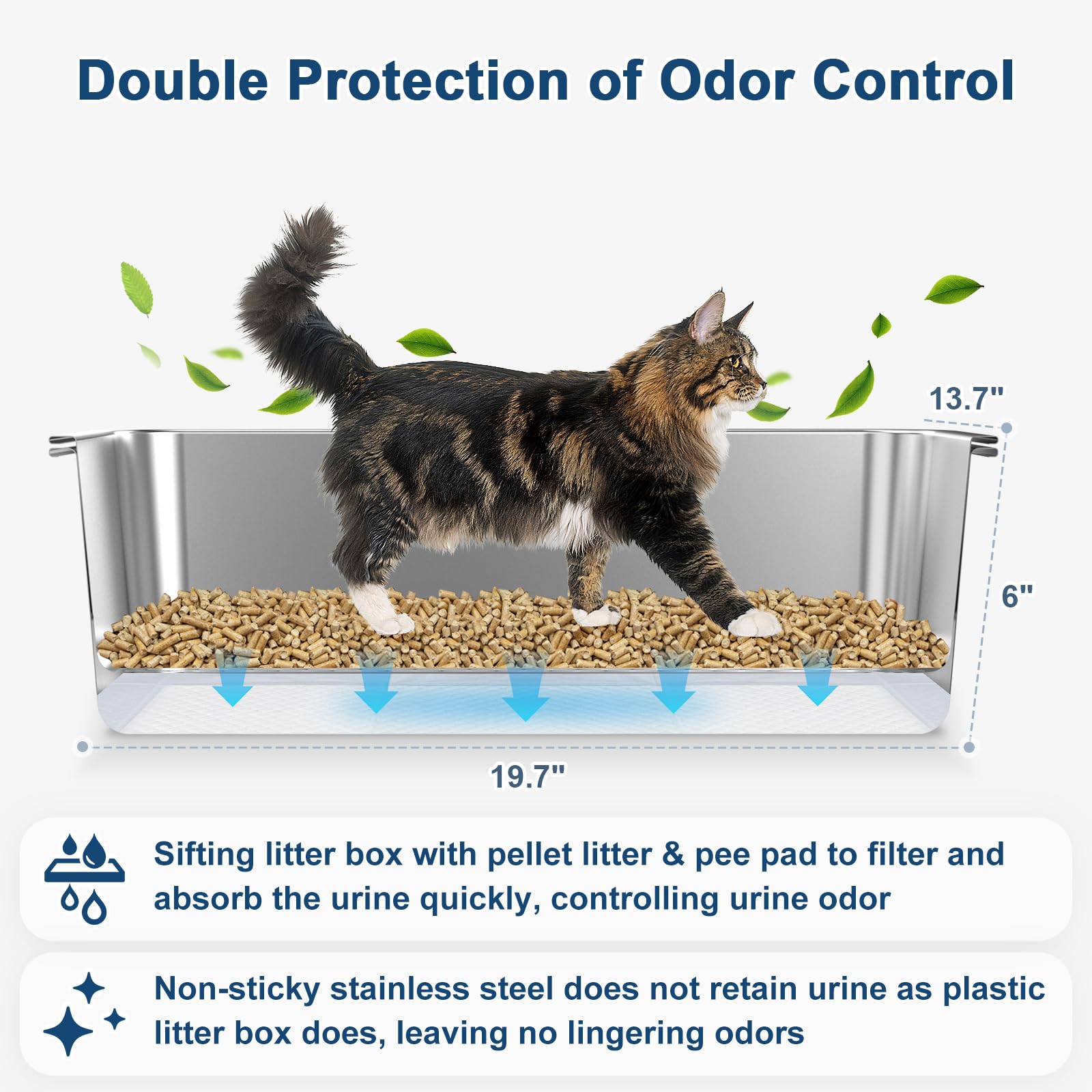 XL Roestvrijstalen Kattenbak met Deksel - Duurzaam en Hygiënisch voor Grote Katten