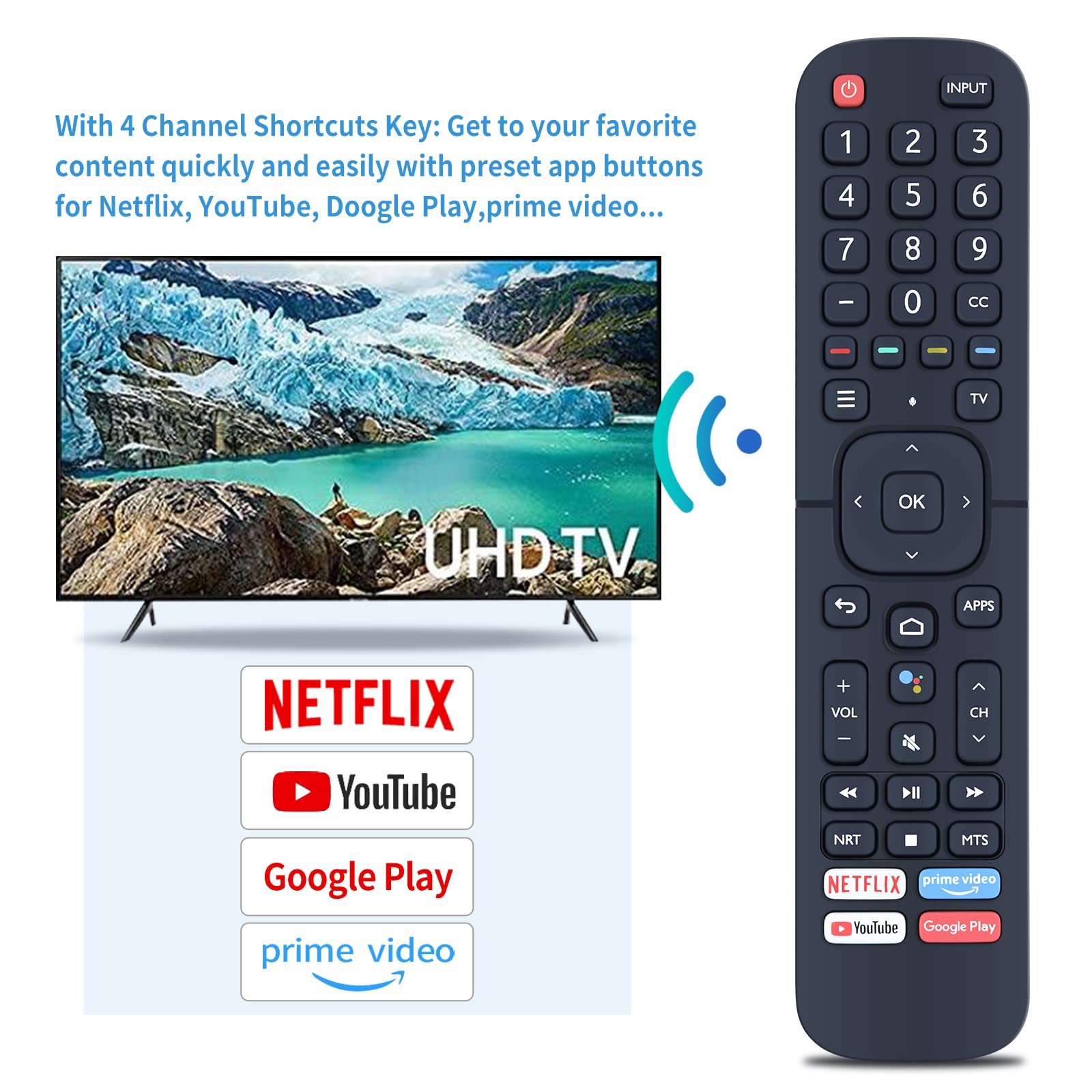 New Replacement Remote Control For Hisense 4K Smart TV - Model ERF2K60H | Wireless Black Remote