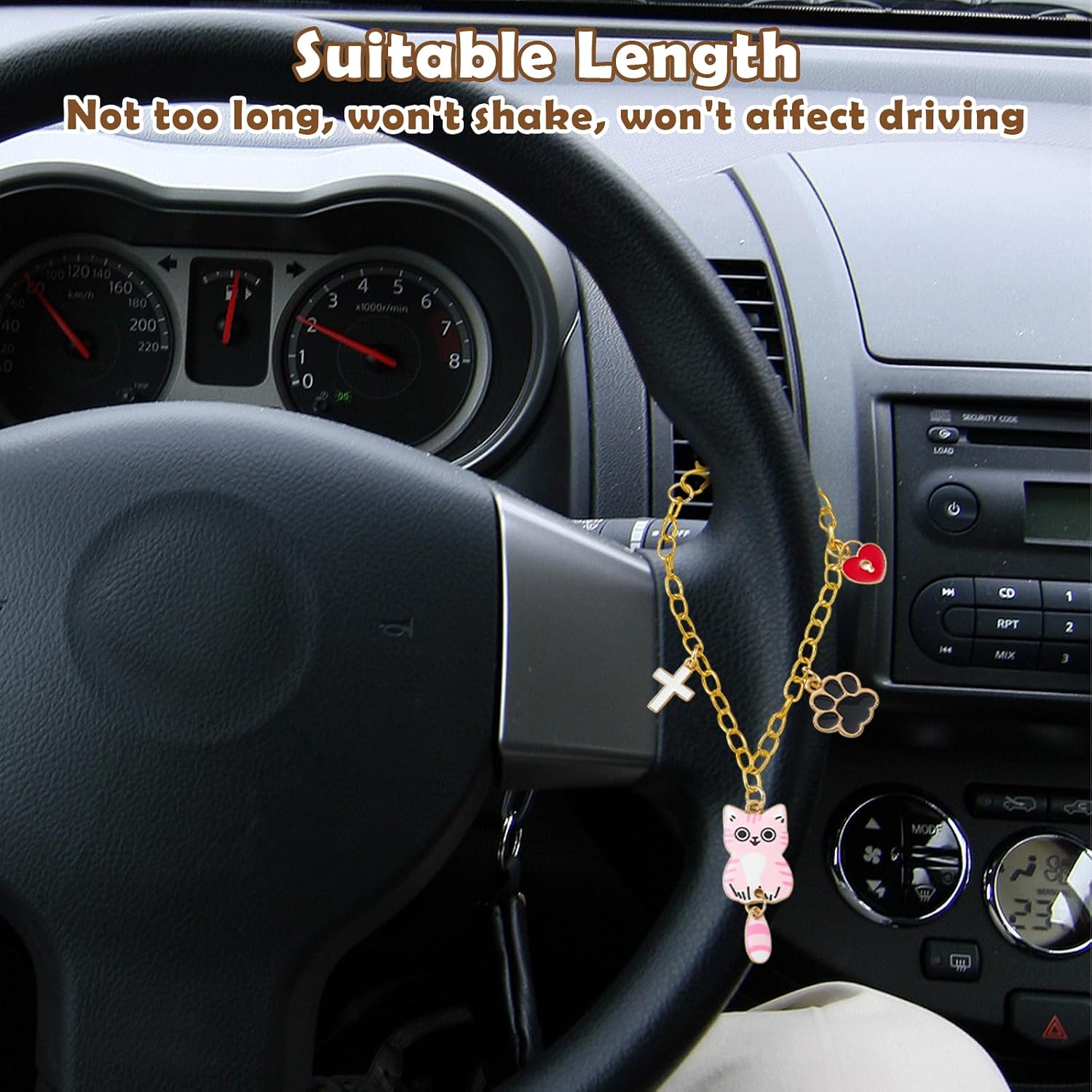 Ornaland Cat Steering Wheel Charm for Car, Mirror Hanging Accessories image 5