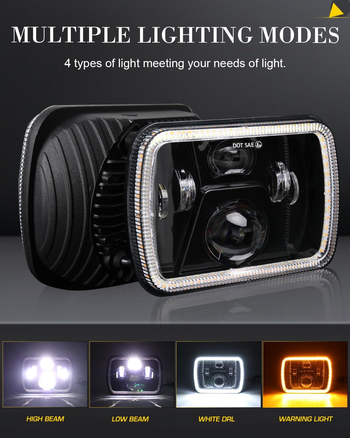 MAYELLO 5x7 Led Headlight 110W 7x6 Led Headlights Hi/Low Sealed Beam H6054 Led Headlights Compatible with Jeep Wrangler YJ Cherokee XJ Ford GMC Toyota Nissan Dodge Plymouth Chevrolet etc
