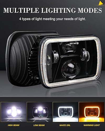 Miniatura 2 de MAYELLO Faros delanteros LED H6054 aprobados por puntos DRL de 5 x 7 7 x 6 pulgadas, haz sellado de alta y baja compatible con Jeep XJ YJ Express