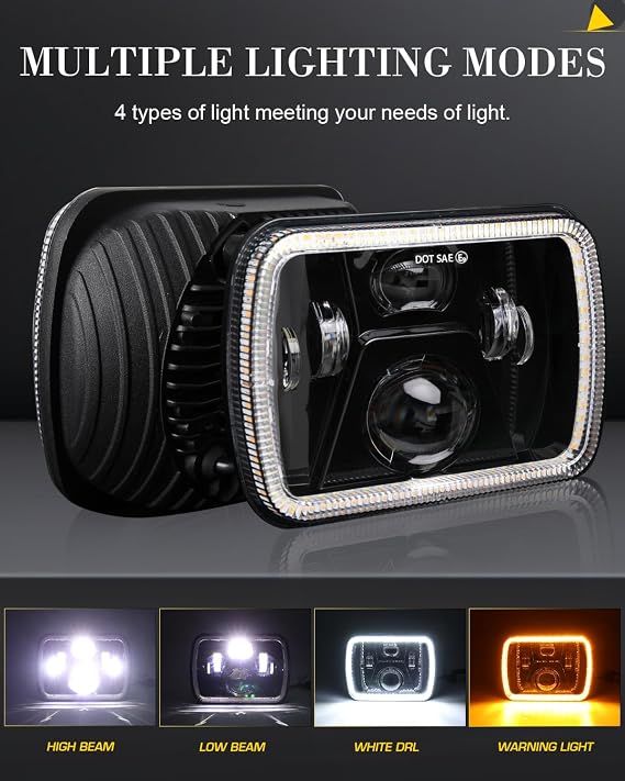MAYELLO 5x7 Led Headlight 110W 7x6 Led Headlights Hi/Low Sealed Beam H6054 Led Headlights Compatible with Jeep Wrangler YJ Cherokee XJ Ford GMC Toyota Nissan Dodge Plymouth Chevrolet etc