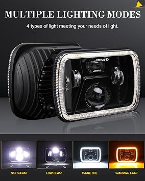 MAYELLO 5x7 Led Headlight 110W 7x6 Led Headlights Hi/Low Sealed Beam H6054 Led Headlights Compatible with Jeep Wrangler YJ Cherokee XJ Ford GMC Toyota Nissan Dodge Plymouth Chevrolet etc