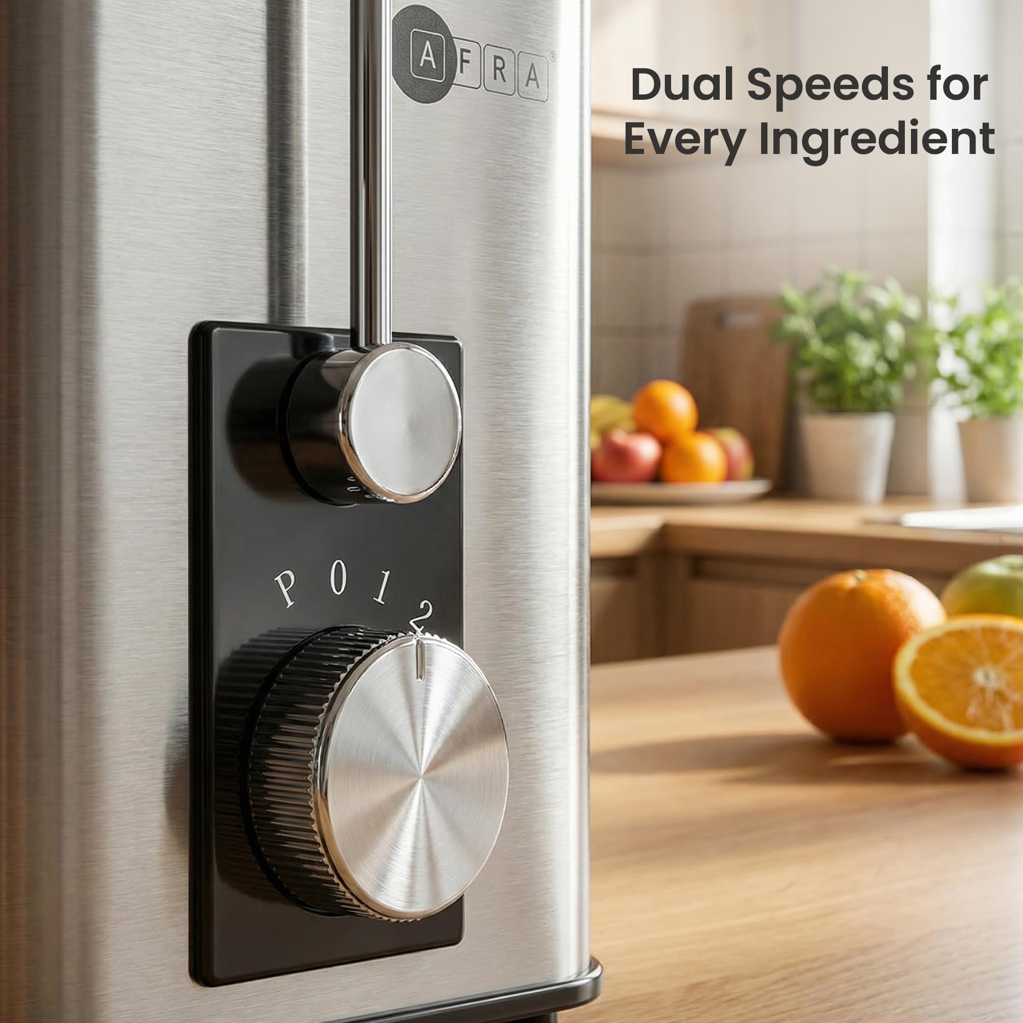 AFRA Presse-agrumes centrifuge 400 W – Extracteur électrique de jus de fruits et légumes avec 2 vitesses et impulsion, goulotte d'alimentation de 65 mm, récipient à pulpe de 1 l, pichet à jus de 550