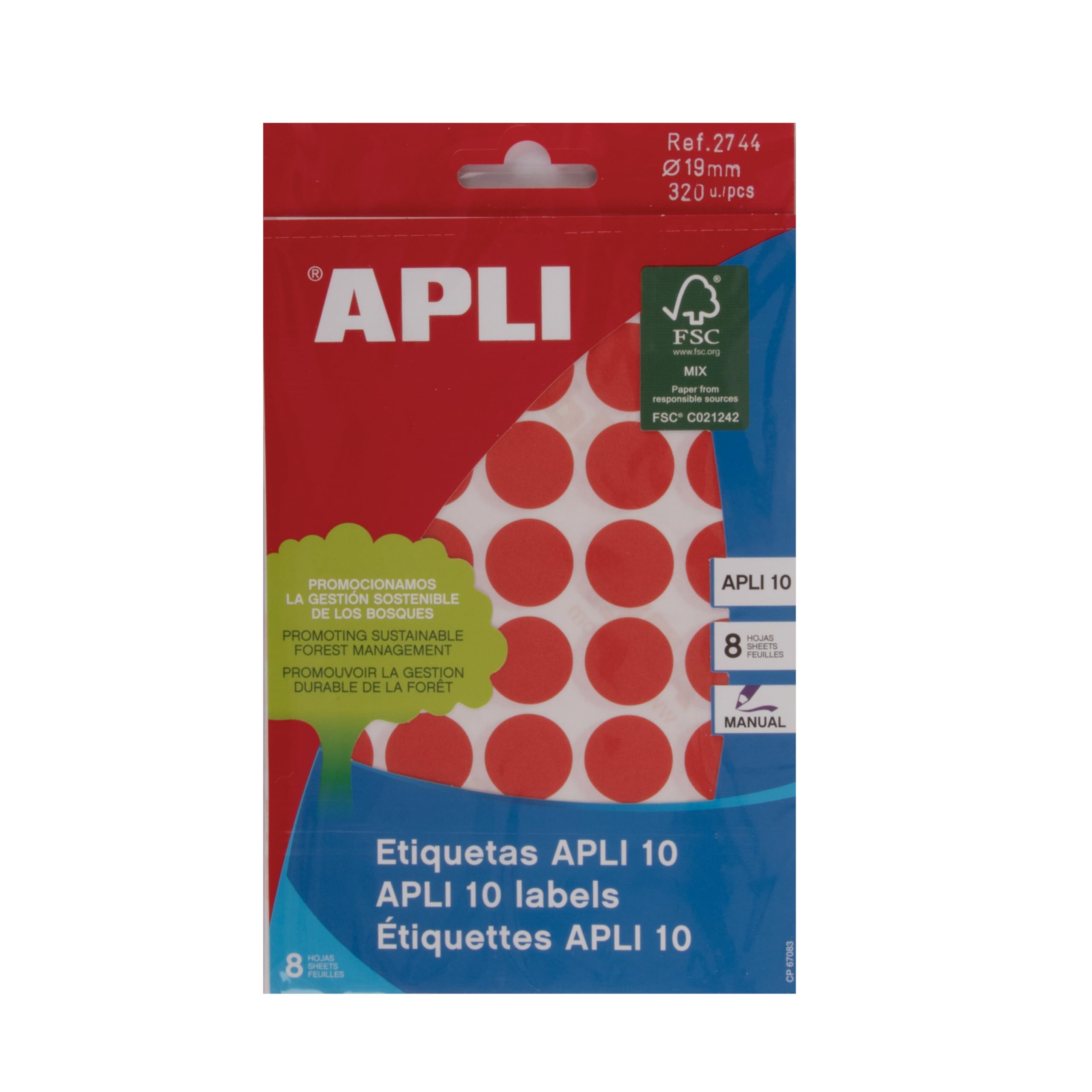 APLI 2744 - Red Labels (Ø 19) 8 Sheets
